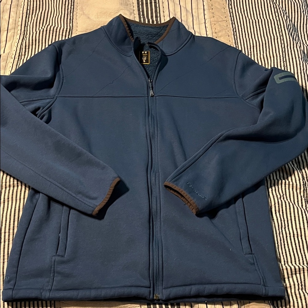 Under Armour Blue Zip-Up Jacket fleece lined large EUC